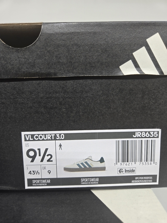 adidas Men\'s VL Court 3.0 JR8635 White Teal Shoes Size 9.5 New main image 5